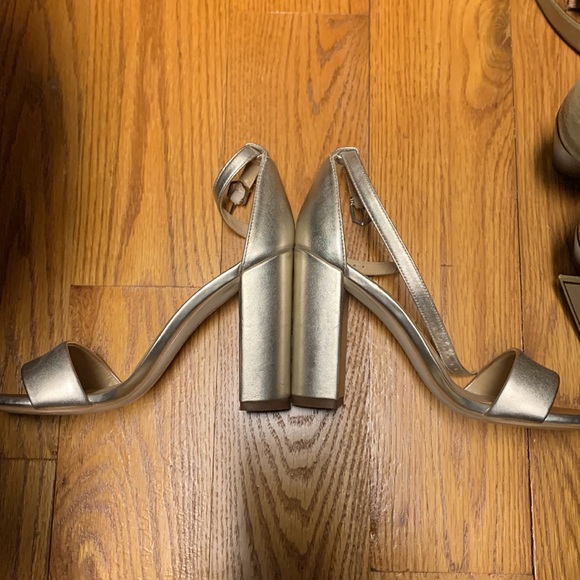 Gold leather Sam Edelman yaro block heels - Picture 5 of 6